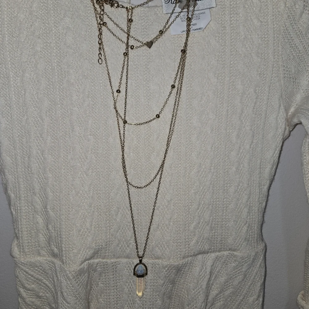 Rare Eitions Girls Knit Fit and Flare Dress with Necklace Size 7 Ivory NWT